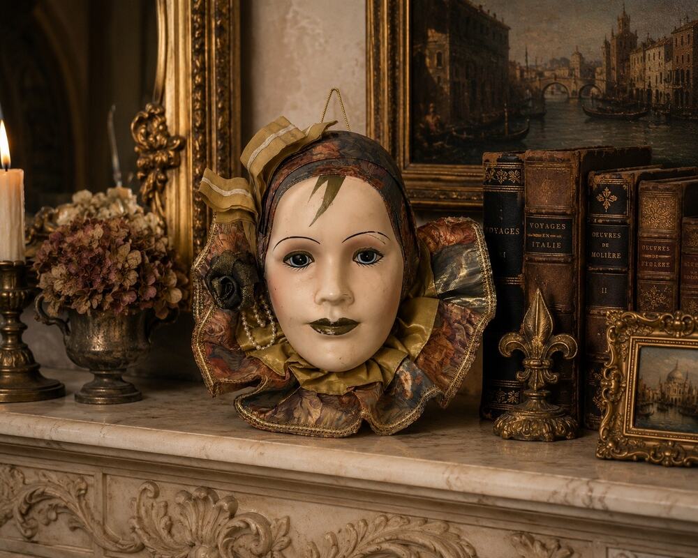 Vintage Venetian Style Wall Mask Harlequin Pierrot Decorative Hanging Mask